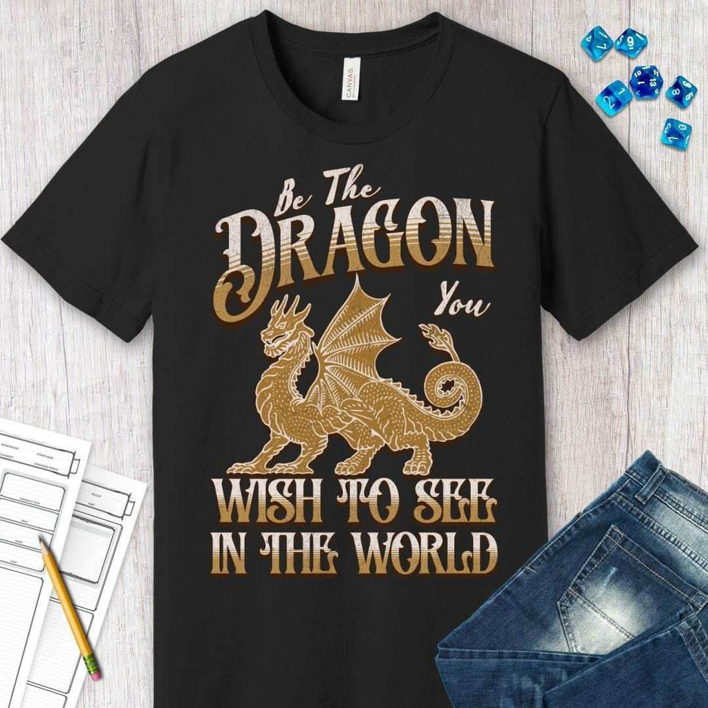 Funny Dragon Shirt - Be The Dragon You Wish To See In The World - Navy / S