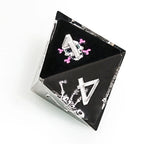 Funny Skull Black Resin DND Dice Set + Silver Numbers