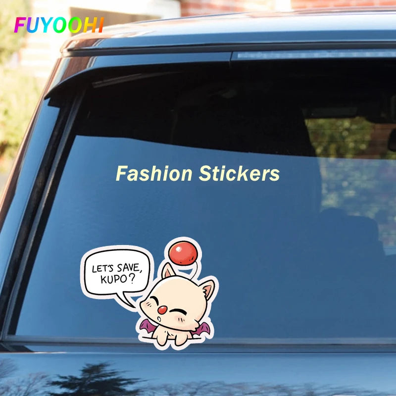 FUYOOHI Play Stickers for FINAL FANTASY Moogle Car Stickers Waterproof Simple Vinyl Decals Scratch-Proof Windows Trunk Decor