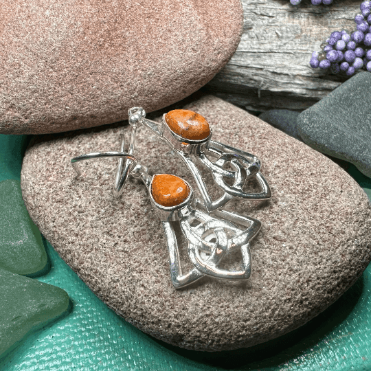 Ella Celtic Knot Earrings - Carnelian
