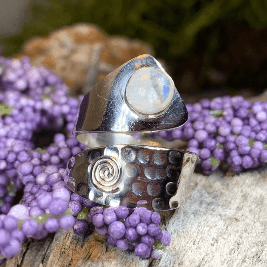 Celtic Spiral Wrap Ring - 8 / Purple Charoite