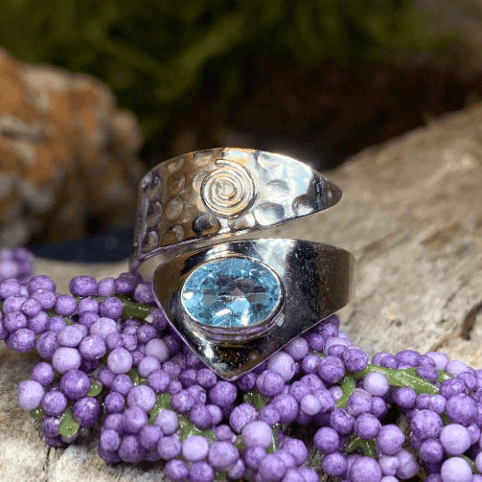Celtic Spiral Wrap Ring - 8 / Purple Charoite