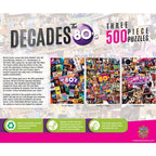 Decades - The 80's 500 Piece Jigsaw Puzzles 3 Pack