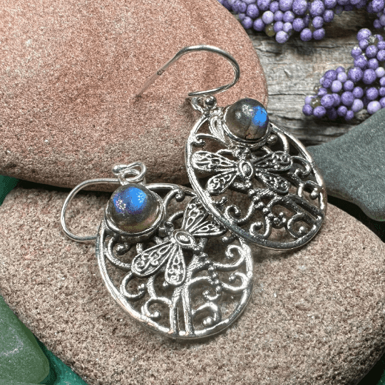 Forest Glen Dragonfly Earrings - Labradorite