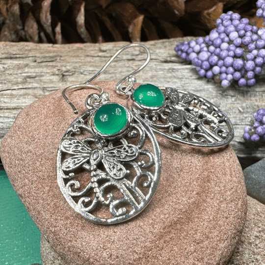 Forest Glen Dragonfly Earrings - Chalcedony