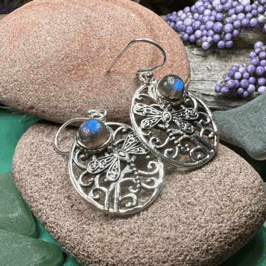 Forest Glen Dragonfly Earrings - Chalcedony