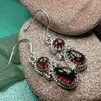 Garnet Romantic Earrings - Faceted