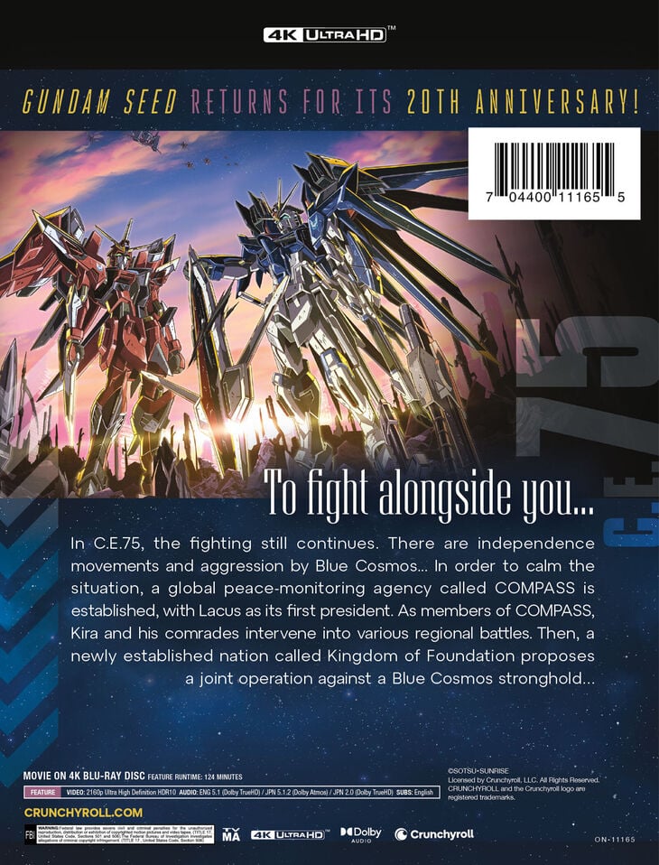 Mobile Suit Gundam: SEED Freedom - Limited Edition Steelbook (4K Ultra HD)