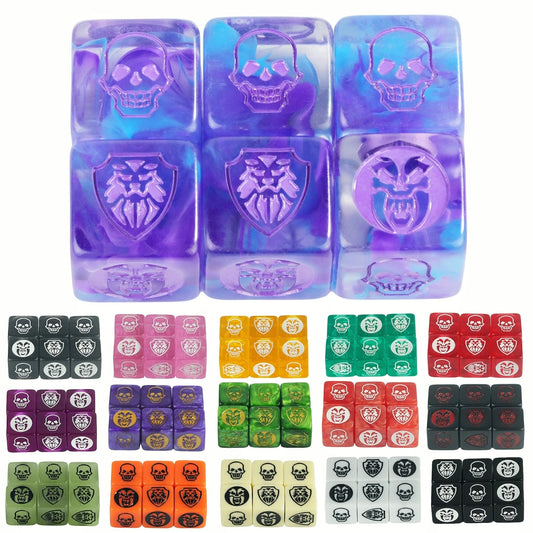 Game Dice 6pcs D6 Dice Transparent Marble Opaque Color for Board Game Table Game