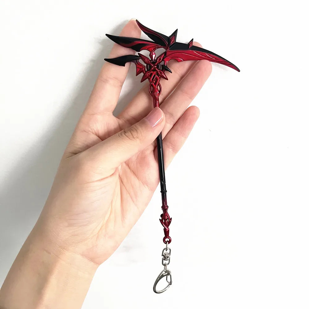 Game Genshin Impact The Knave Arlecchino Cosplay Keychain Crimson Moon's Semblance Weapon Model Keyring Key Chain Accessory Prop