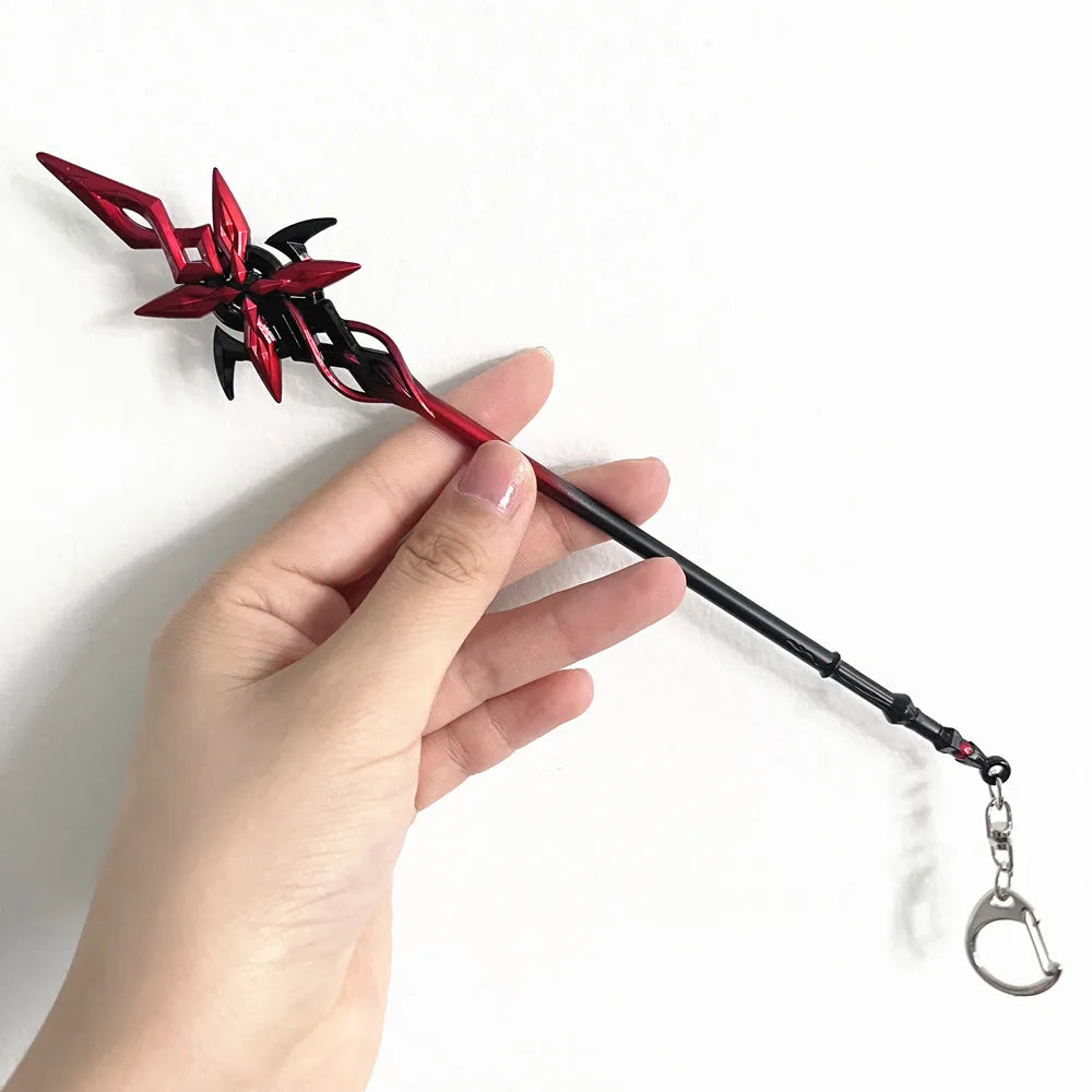 Game Genshin Impact The Knave Arlecchino Cosplay Keychain Crimson Moon's Semblance Weapon Model Keyring Key Chain Accessory Prop