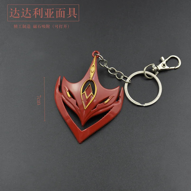 Game GS Impact Keychain Anime Cosplay Tartaglia Xiao Mask Pendant Keyring Alloy Key Chains Necklace Toy Jewelry Collections