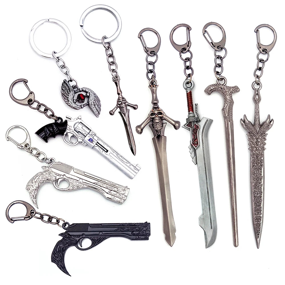 Game Keychain Dante Nero Sword Rebellion Awakening Red Queen Keyring Revolver Ebony & White Ivory Key Ring