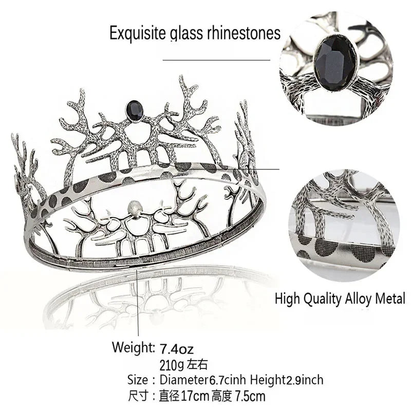 Game of Thrones  Joffrey Byracien Black Hair Crown Men's King Tiaras Pageants Head Accessories Hairwear