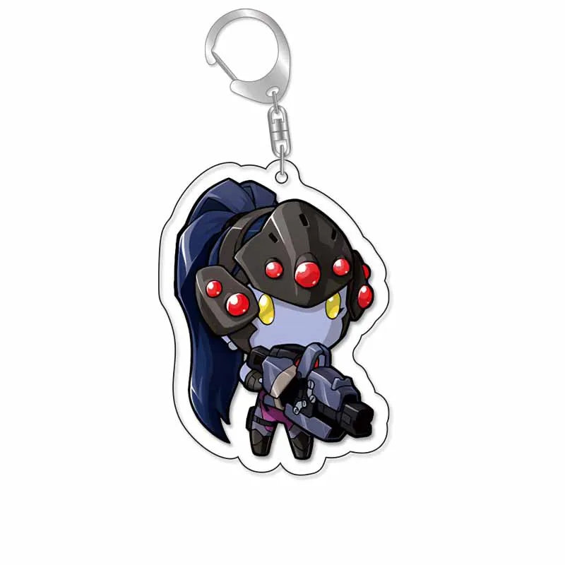 Game Overwatch Keychain Arcylic Cartoon Figures Pharah Cole Cassidy Jack Morrison Keyrings Kawaii Car Bag Pendant Accessories