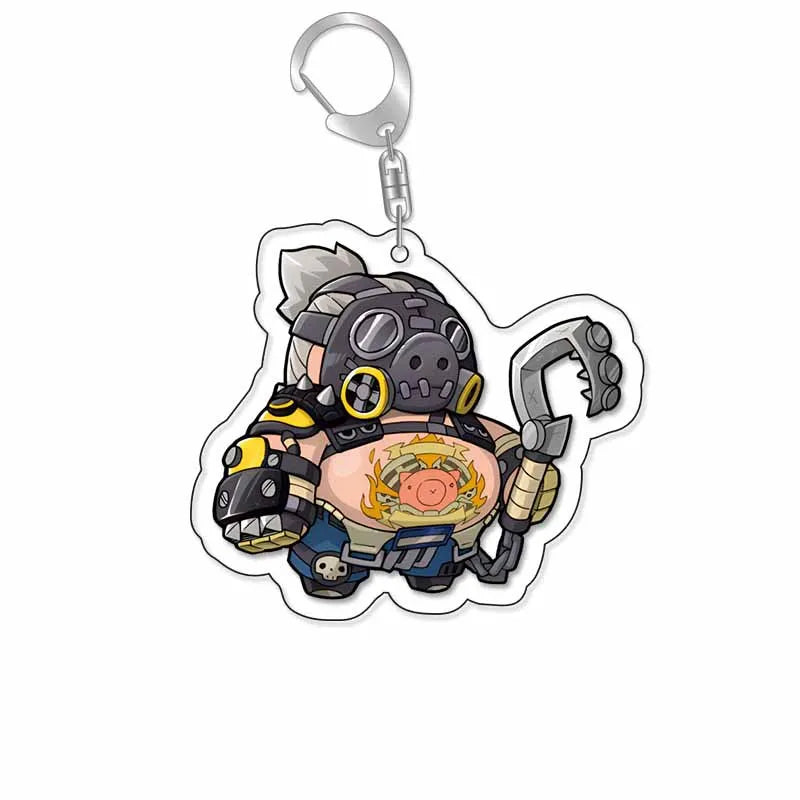 Game Overwatch Keychain Arcylic Cartoon Figures Pharah Cole Cassidy Jack Morrison Keyrings Kawaii Car Bag Pendant Accessories