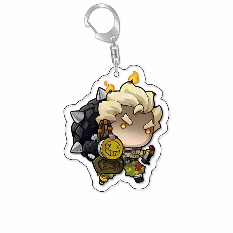 Game Overwatch Keychain Arcylic Cartoon Figures Pharah Cole Cassidy Jack Morrison Keyrings Kawaii Car Bag Pendant Accessories