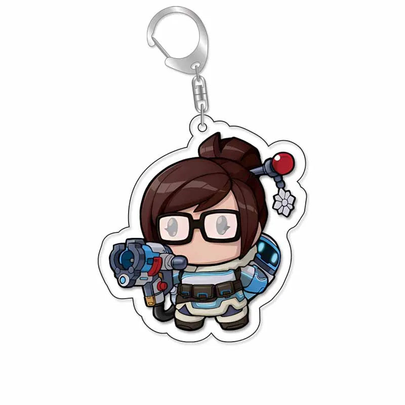 Game Overwatch Keychain Arcylic Cartoon Figures Pharah Cole Cassidy Jack Morrison Keyrings Kawaii Car Bag Pendant Accessories