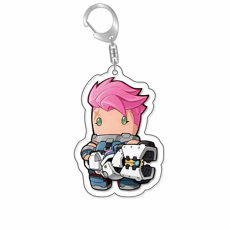 Game Overwatch Keychain Arcylic Cartoon Figures Pharah Cole Cassidy Jack Morrison Keyrings Kawaii Car Bag Pendant Accessories