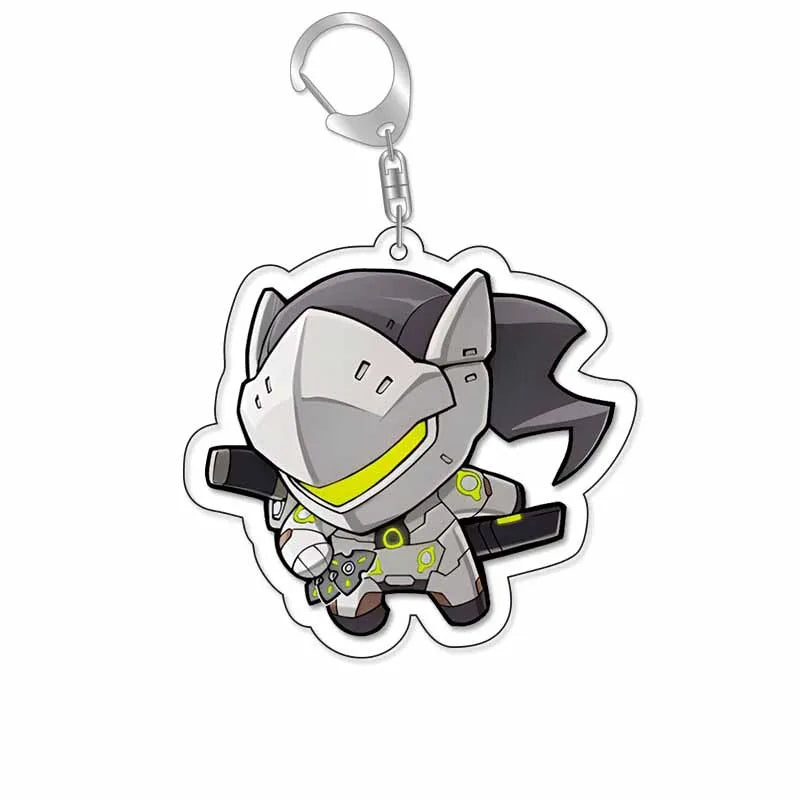 Game Overwatch Keychain Arcylic Cartoon Figures Pharah Cole Cassidy Jack Morrison Keyrings Kawaii Car Bag Pendant Accessories