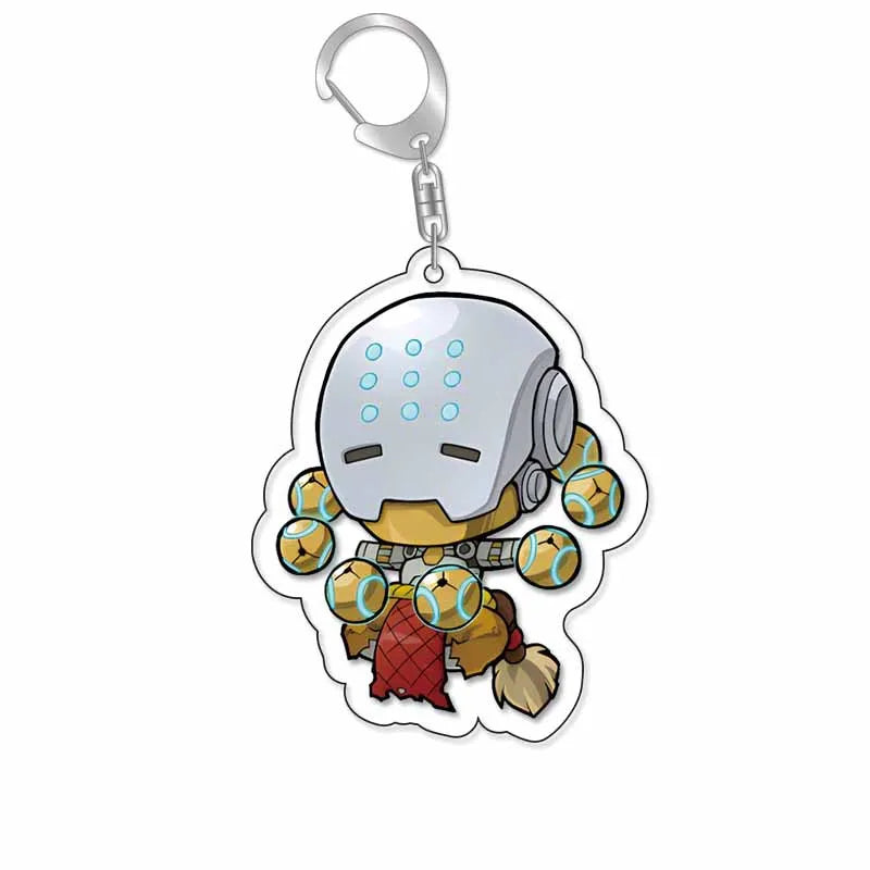 Game Overwatch Keychain Arcylic Cartoon Figures Pharah Cole Cassidy Jack Morrison Keyrings Kawaii Car Bag Pendant Accessories