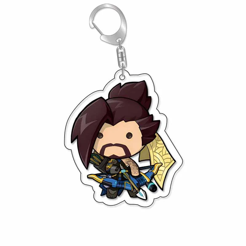 Game Overwatch Keychain Arcylic Cartoon Figures Pharah Cole Cassidy Jack Morrison Keyrings Kawaii Car Bag Pendant Accessories