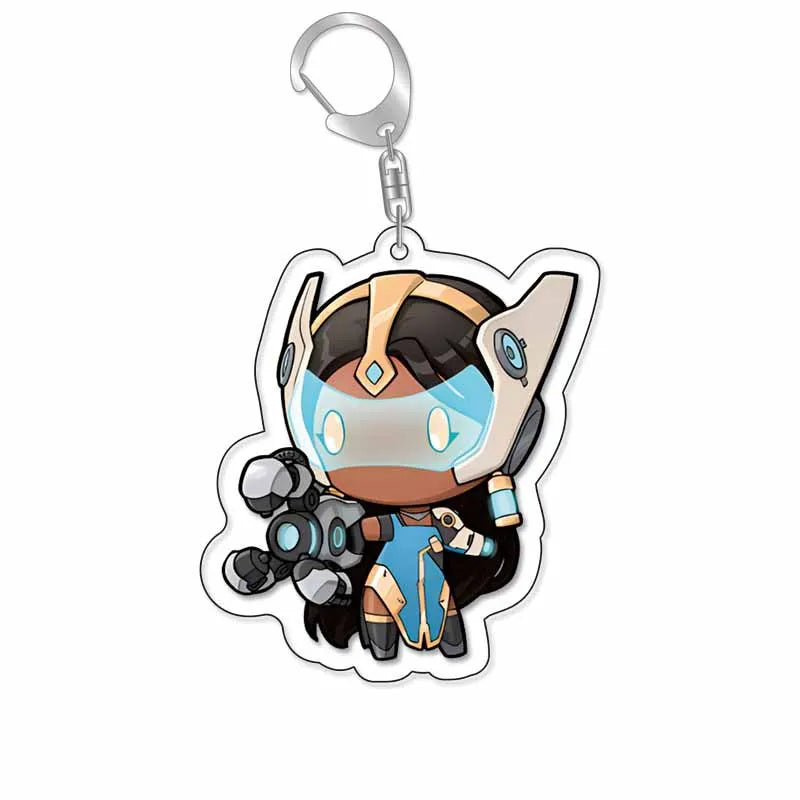 Game Overwatch Keychain Arcylic Cartoon Figures Pharah Cole Cassidy Jack Morrison Keyrings Kawaii Car Bag Pendant Accessories