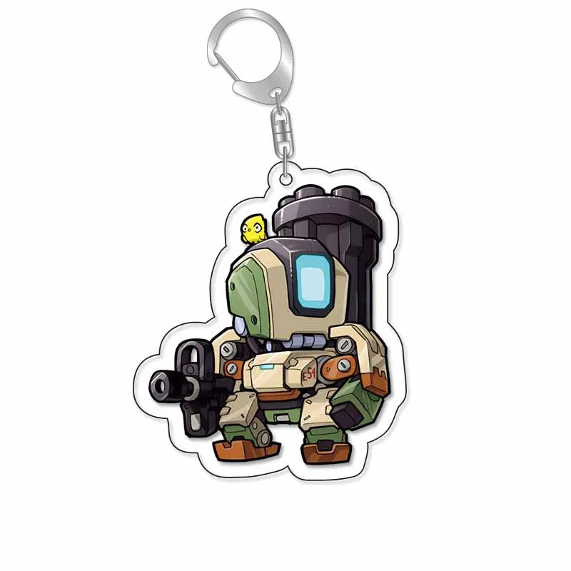 Game Overwatch Keychain Arcylic Cartoon Figures Pharah Cole Cassidy Jack Morrison Keyrings Kawaii Car Bag Pendant Accessories