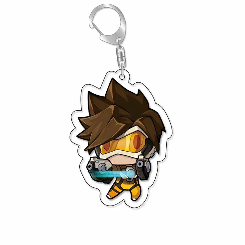 Game Overwatch Keychain Arcylic Cartoon Figures Pharah Cole Cassidy Jack Morrison Keyrings Kawaii Car Bag Pendant Accessories