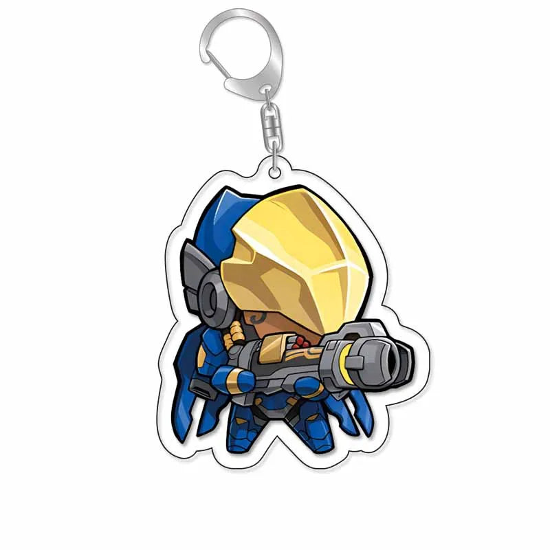 Game Overwatch Keychain Arcylic Cartoon Figures Pharah Cole Cassidy Jack Morrison Keyrings Kawaii Car Bag Pendant Accessories