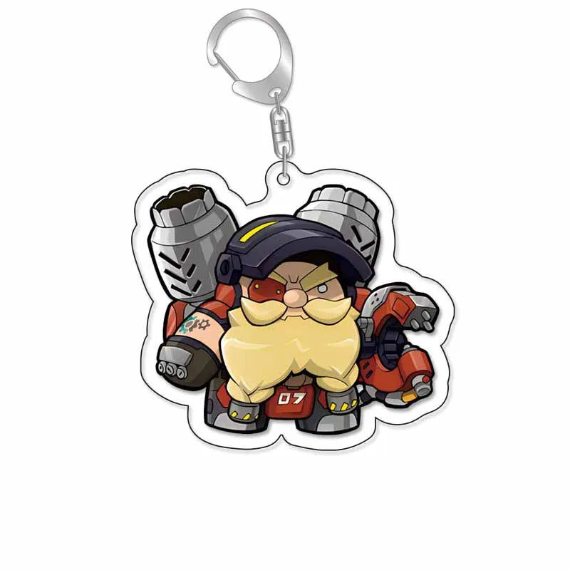 Game Overwatch Keychain Arcylic Cartoon Figures Pharah Cole Cassidy Jack Morrison Keyrings Kawaii Car Bag Pendant Accessories