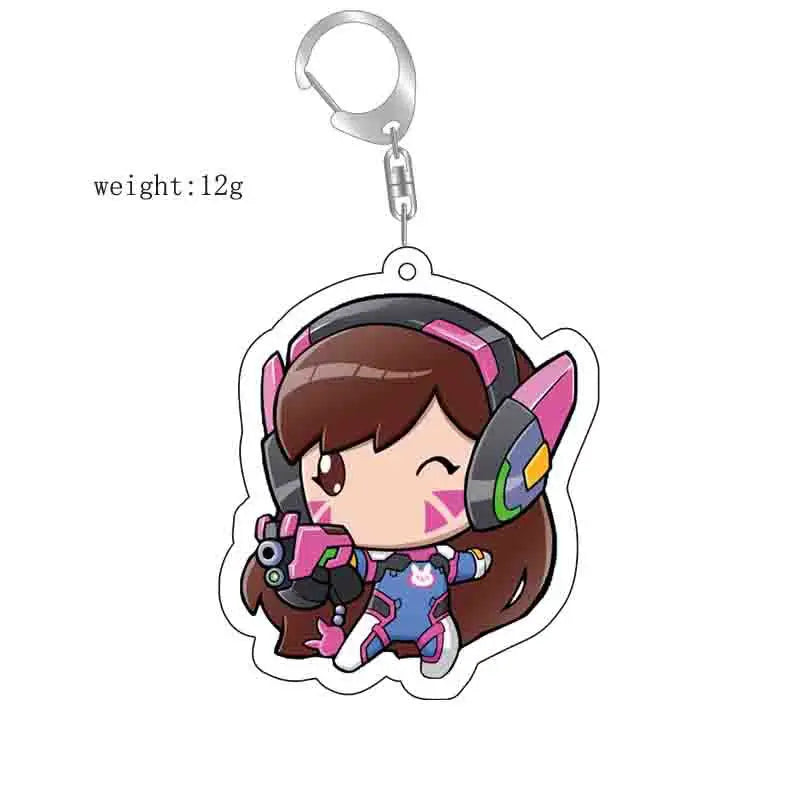 Game Overwatch Keychain Arcylic Cartoon Figures Pharah Cole Cassidy Jack Morrison Keyrings Kawaii Car Bag Pendant Accessories