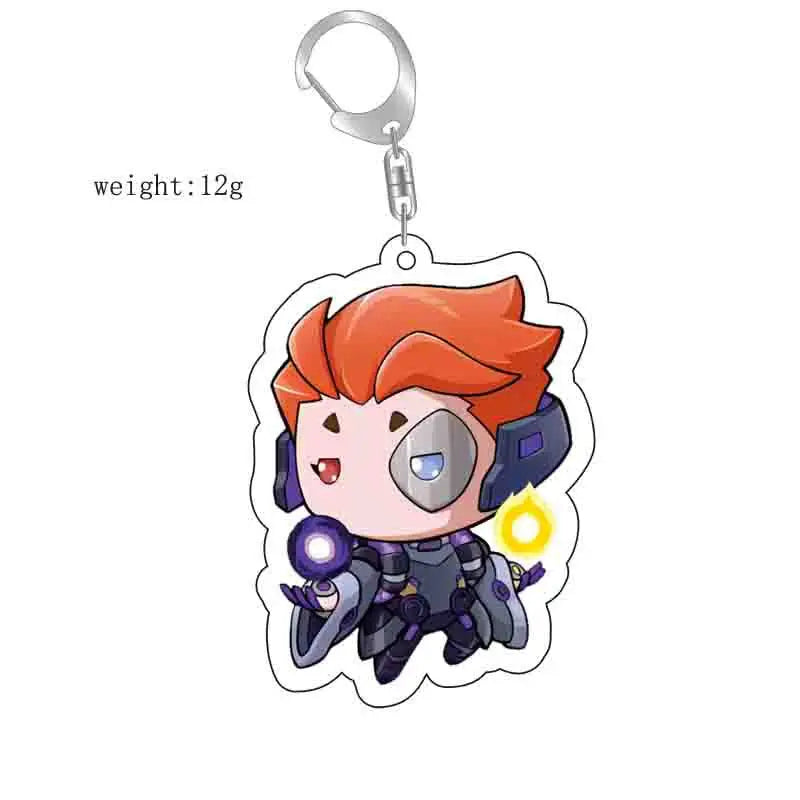 Game Overwatch Keychain Arcylic Cartoon Figures Pharah Cole Cassidy Jack Morrison Keyrings Kawaii Car Bag Pendant Accessories