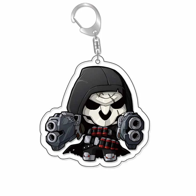 Game Overwatch Keychain Arcylic Cartoon Figures Pharah Cole Cassidy Jack Morrison Keyrings Kawaii Car Bag Pendant Accessories