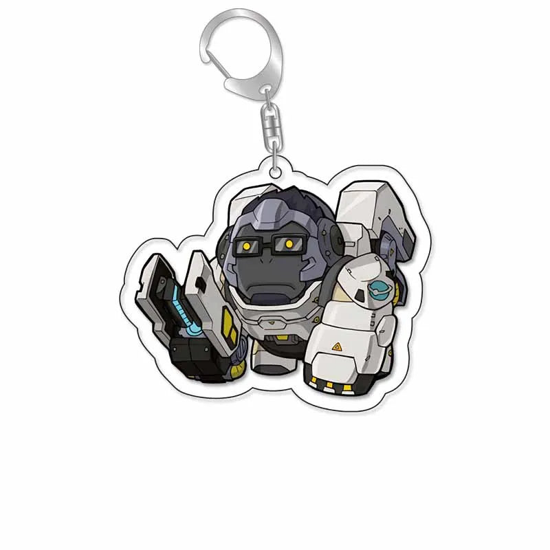 Game Overwatch Keychain Arcylic Cartoon Figures Pharah Cole Cassidy Jack Morrison Keyrings Kawaii Car Bag Pendant Accessories