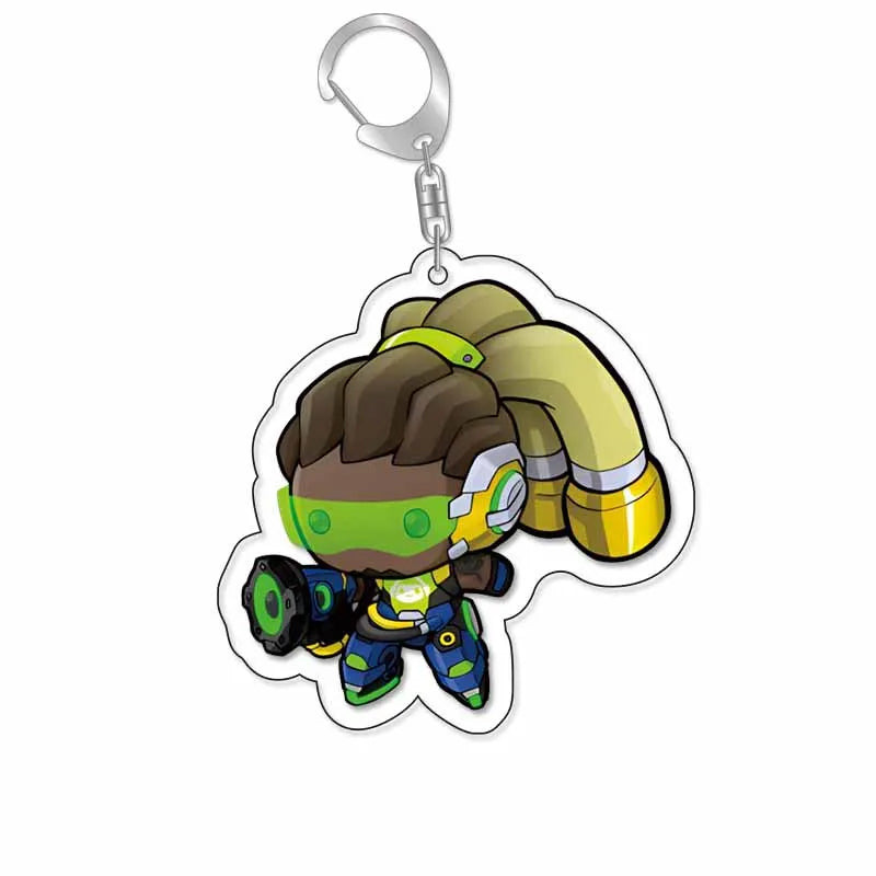 Game Overwatch Keychain Arcylic Cartoon Figures Pharah Cole Cassidy Jack Morrison Keyrings Kawaii Car Bag Pendant Accessories