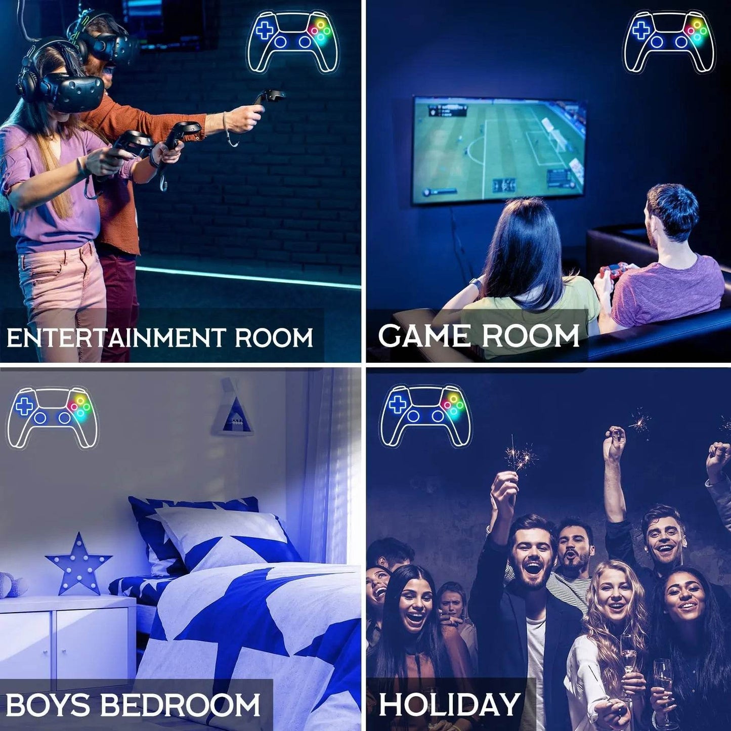 Gamer Neon Sign – USB Powered LED Gamepad Neon Light for Gaming Room Decor - Gamepad Neon Sign