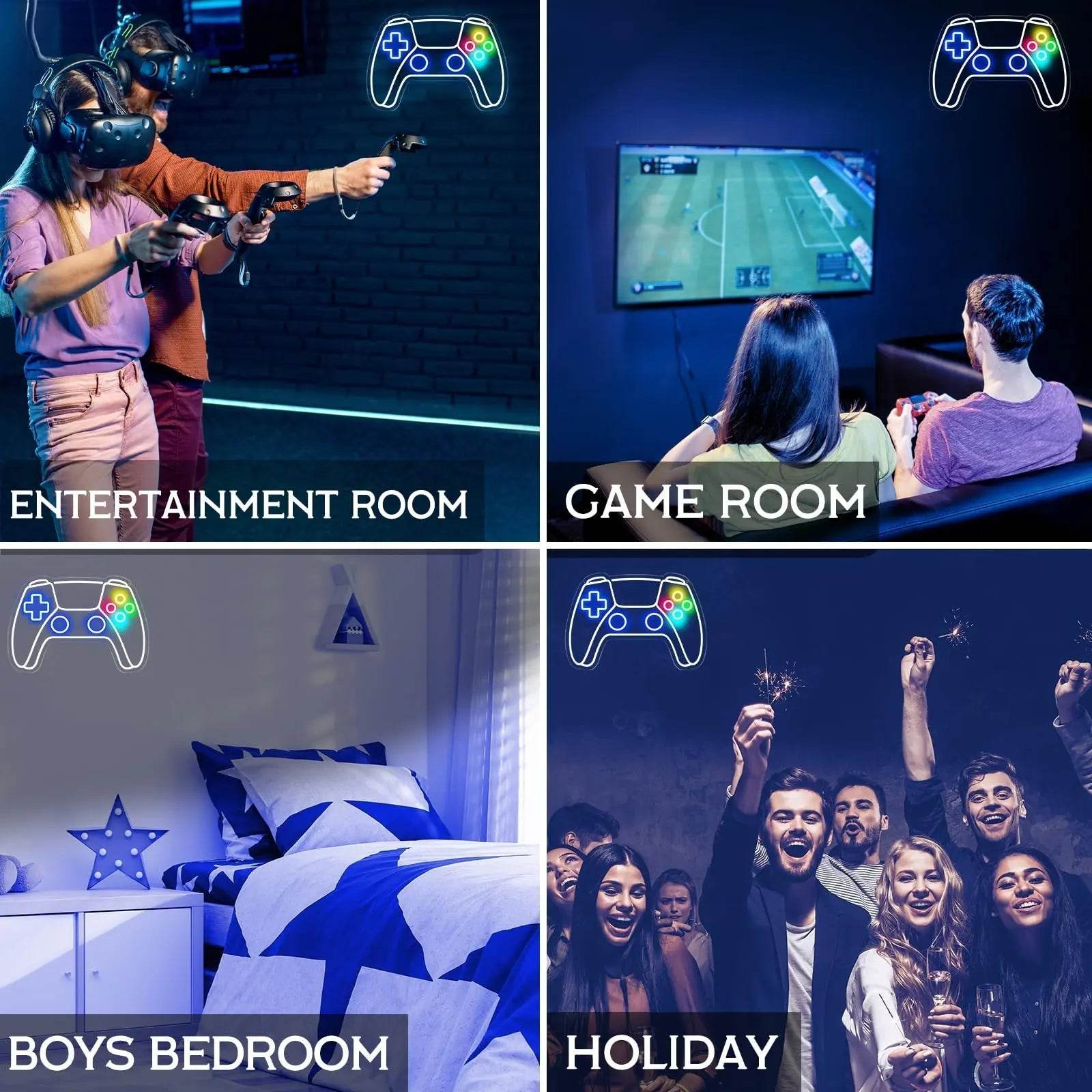 Gamer Neon Sign – USB Powered LED Gamepad Neon Light for Gaming Room Decor - Gamepad Neon Sign