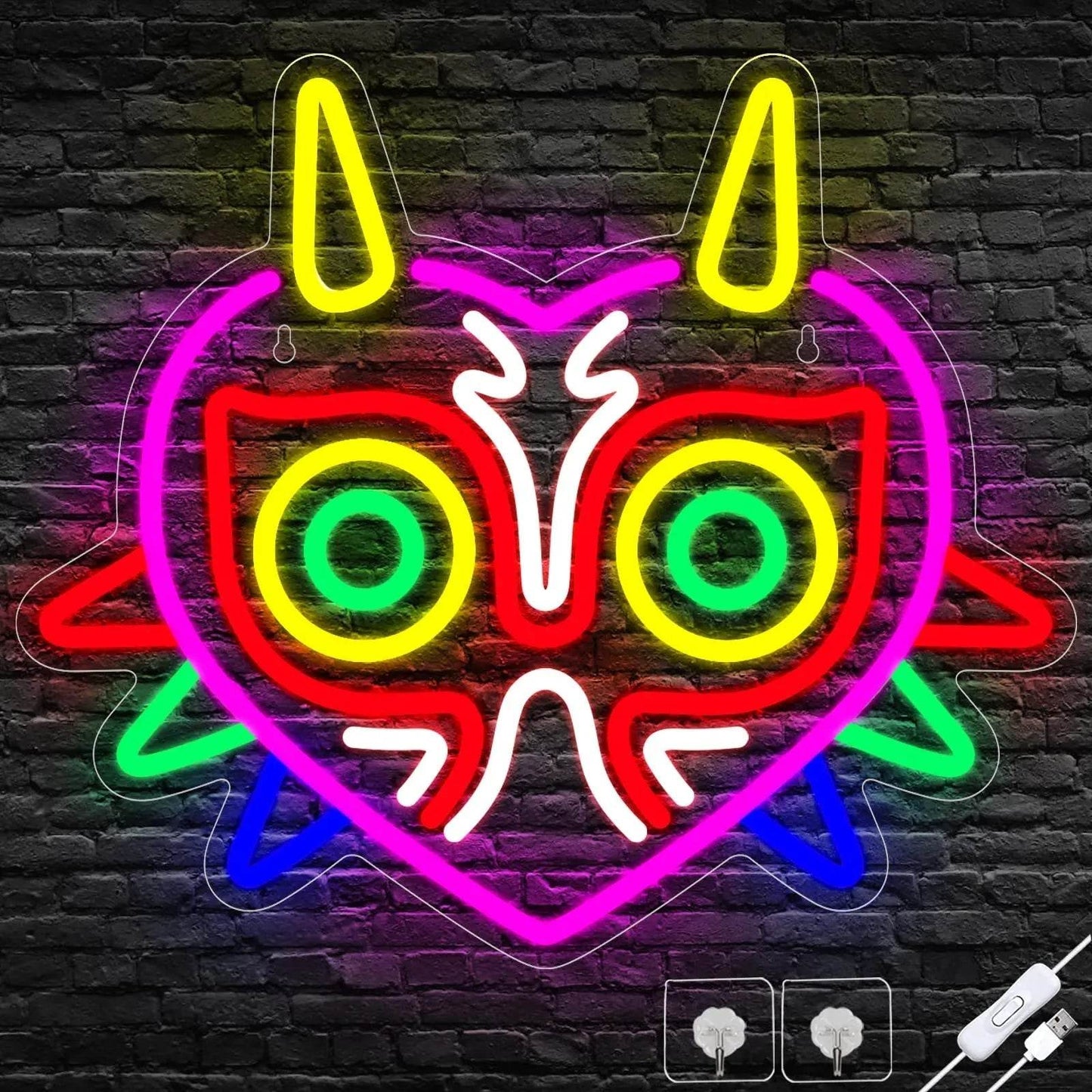 Gamer Neon Sign – USB Powered LED Gamepad Neon Light for Gaming Room Decor - Mask Neon Sign