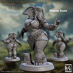 Gea the Elephorim Invoker (Female Loxodon Cleric) - With Dress