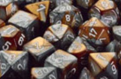 Gemini 1 Polyhedral Copper-Steel w/white 7 Die Set - Role-Players