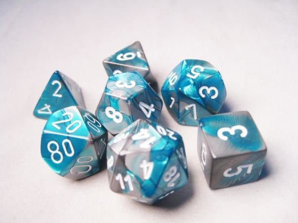 Gemini 6 Polyhedral Steel Teal/White 7-Die Set