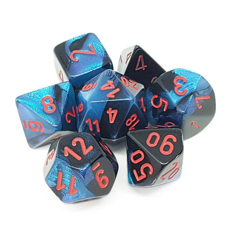 Gemini 7 Polyhedral Black Starlight/Red 7-Die Set