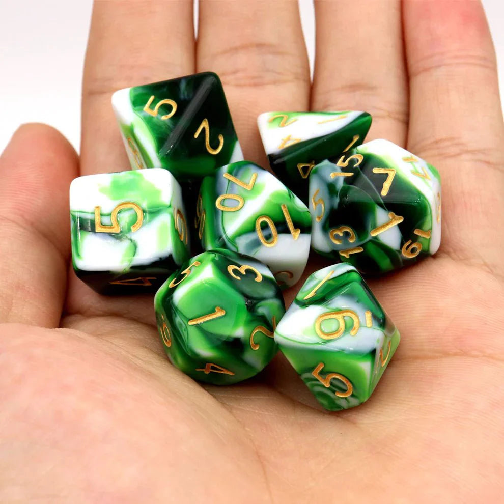 Gemini Dice Set - Green White-3