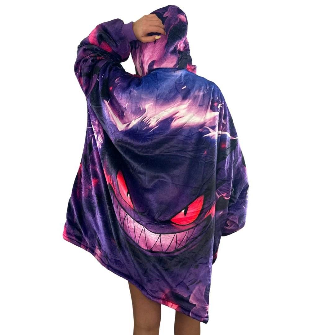Gengar Wearable Blanket Hoodie for Kids & Adults - adult