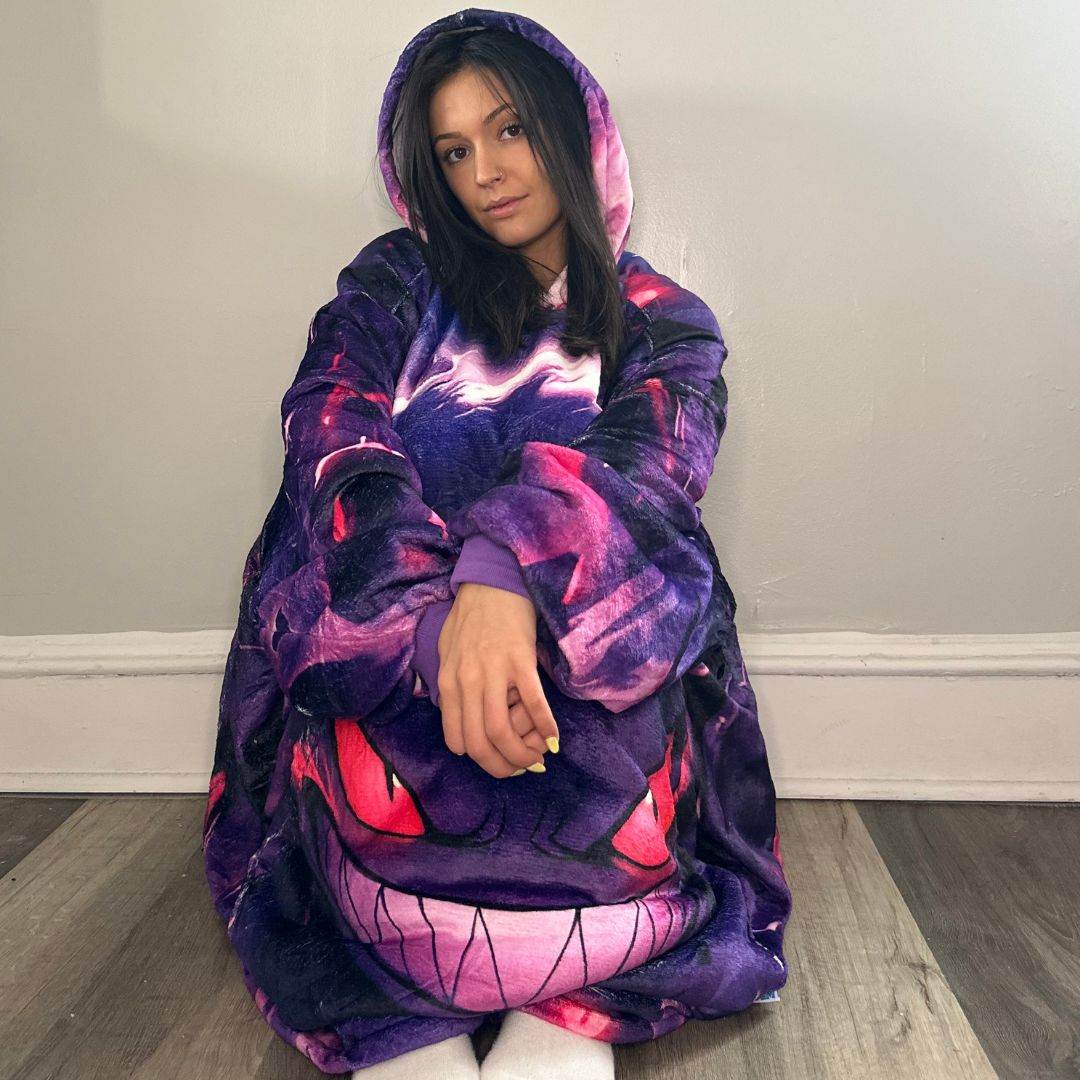 Gengar Wearable Blanket Hoodie for Kids & Adults - adult