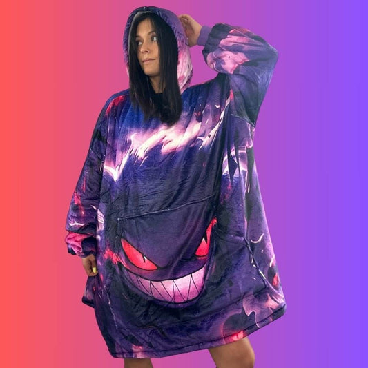 Gengar Wearable Blanket Hoodie for Kids & Adults - adult