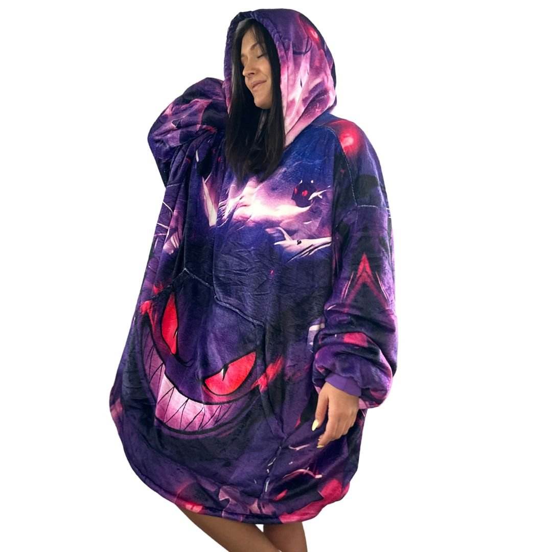 Gengar Wearable Blanket Hoodie for Kids & Adults - adult