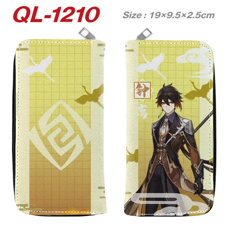 Genshin Impact Anime Cartoon Colourful  Zipper Wallet Portable Long Coin Purse with Card Holder