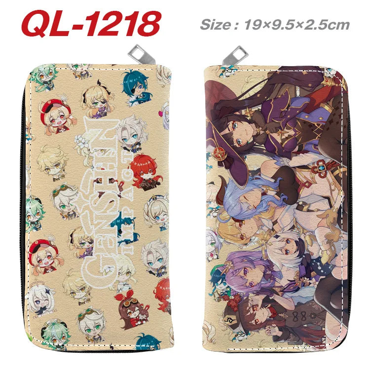 Genshin Impact Anime Cartoon Colourful  Zipper Wallet Portable Long Coin Purse with Card Holder